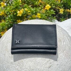 Hurley Black Leather Trifold Wallet